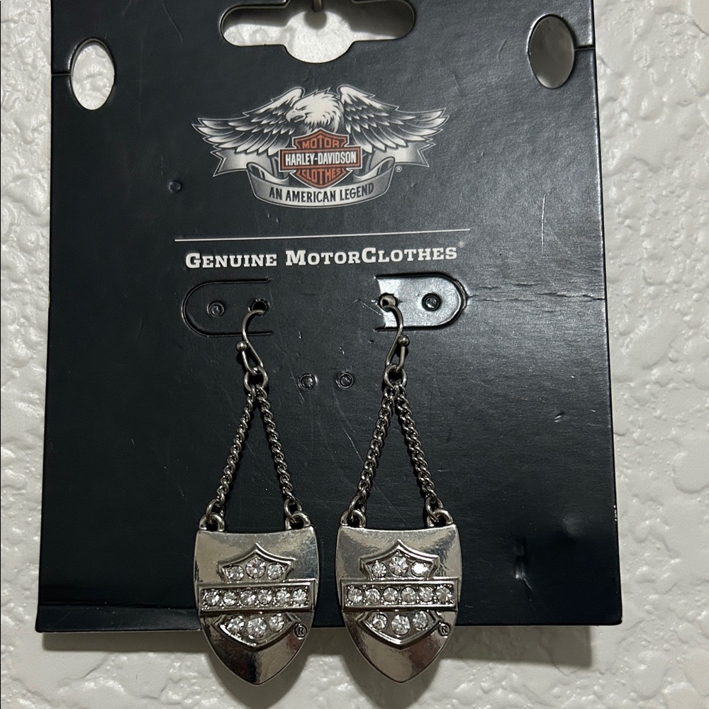 Harley-Davidson Silver Shield Dangle Earrings